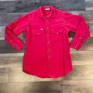 Carhartt Pearl Snap Rugged Outdoor Wear Shirt L Distressed Faded Red Western